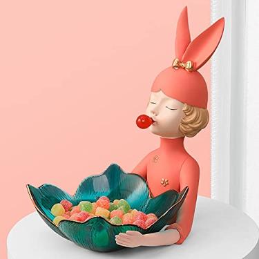 Imagem de U5GAAALPPQ9 Enfeites criativos de armazenamento de chaves de entrada de menina decoração de sala de estar nórdica meia lua modelo bandeja de frutas secas (cor: laranja)