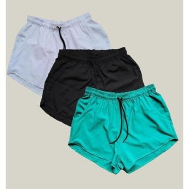 Imagem de Kit 3 Shorts Praia Feminino Elastano Premium WSS Branco e Verde-Feminino