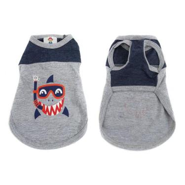 Imagem de Camiseta Tubarão para Cachorro e Gato Pet - Bichinho Chic, Azul, 7