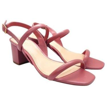 Imagem de Sandália Arezzo Tiras Salto Médio Bloco Rosa-Feminino