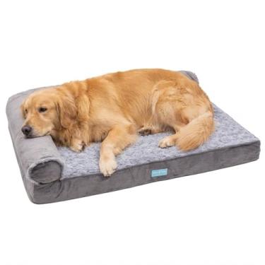 Imagem de Cama Pet Ortopedica Colchão Grande 89x58cm Duke & Dixie Colchonete Premium Luxo Espuma Casca de Ovo Memoria Lavável com Zíper Travesseiro Cães Médio e Grande Porte (Cinza)
