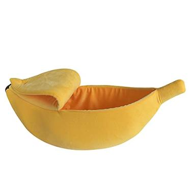 Imagem de Cama de Gato Banana Casa Almofada Cachorro Canil Cesto Portátil Quente para Animais Estimação Suprimentos Tapete