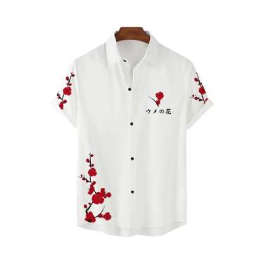 Imagem de Camisa Floral Havaiana Masculina plus Size De Secagem Rápida Manga Cur