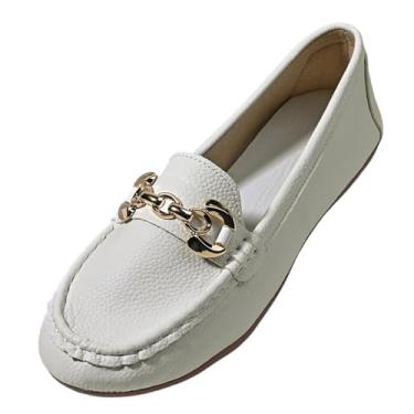 Imagem de Tênis feminino casual estilo francês fivela de metal com sola macia design Mary Jane para um ajuste confortável, Branco, 34