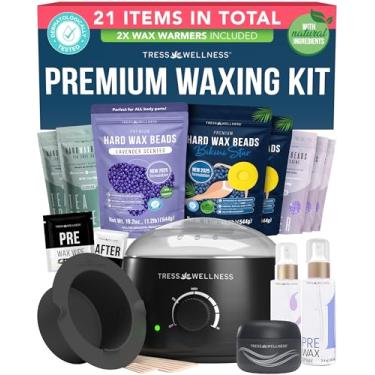 Imagem de Tress Wellness Kit de depilação de luxo para peles sensíveis – seguro para rosto e pele, spray de preparação e pós-tratamento, fácil de usar – Kit caseiro para rosto, biquíni, brasileiro e corpo