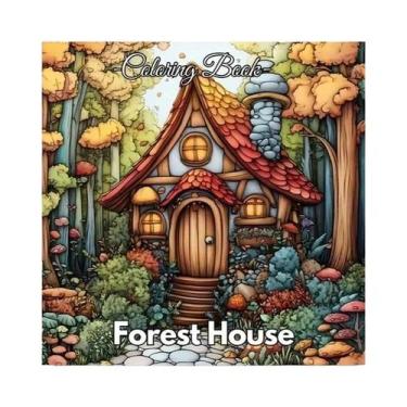 Imagem de Livro De Colorir Para Adultos 28 Páginas Design Casa Na Floresta Reduç