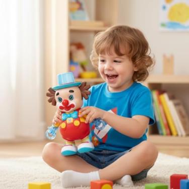 Imagem de Palhaço Dançarino com Luzes LED, Dança Lateral e Música, Plástico ABS, 23x18 cm