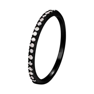 Imagem de Anel Empilhável Feminino Moderno Com Micro Pavê De Zircônia E Cristal 