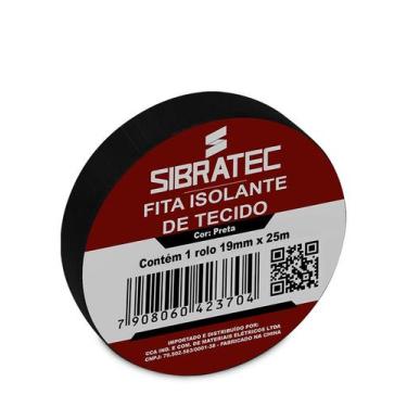 Imagem de Fita isolante de tecido sibratec preta de 19mm x 25mt