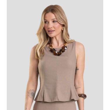 Imagem de Regata Feminina em Tecido Linho Dianna Marrom, M, Marrom