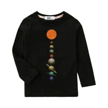 Imagem de Camiseta Infantil Com Estampa Do Sistema Solar, Manga Comprida, Camisa