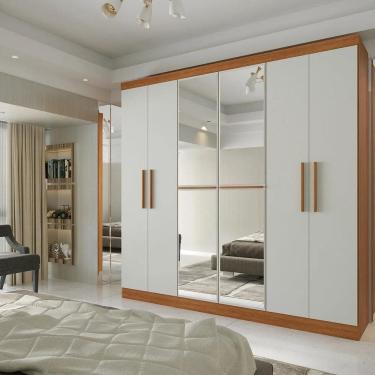 Imagem de Guarda-roupa 6 Portas 4 Gavetas com Espelho Supreme Freijo/ Off White