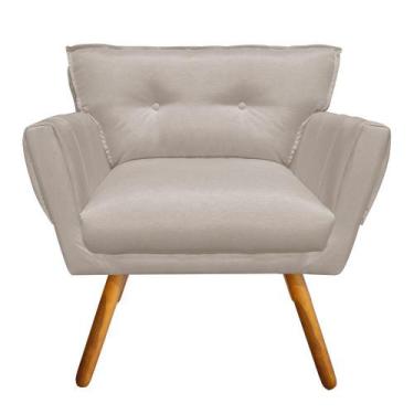Imagem de Poltrona Decorativa Anitta Linho Fino Bege A27 - D'Rossi