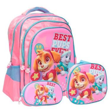 Imagem de Kit Mochila Escolar Infantil Menina Juvenil Espaçosa 3 Pçs - Plike