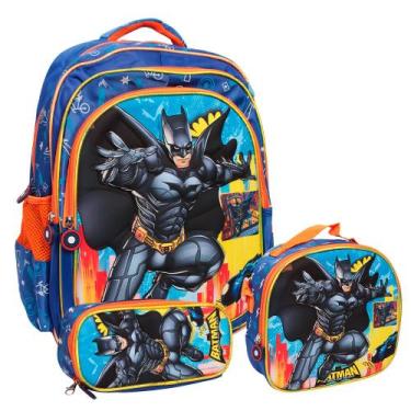 Imagem de Kit Mochila Escolar Infantil Menino Espaçosa Resistente - Plike