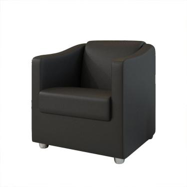 Imagem de Poltrona Decorativa Bia Material Sintético Preto Dal Poz Estofados