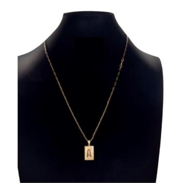 Imagem de Colar Carti Fecho Lagosta 2mm Pingente Inicial A