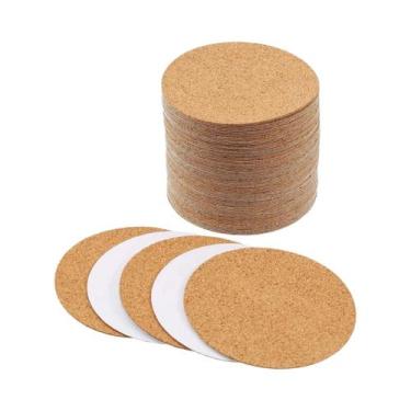 Imagem de Porta-copos De Cortiça DIY Autoadesivos, 20-60 Peças, Placas Redondas,