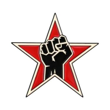 Imagem de Broche De Esmalte Red Star Fist Rock Band, Joia Musical Antiguerreiro 