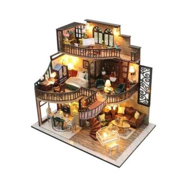 Imagem de Casa De Bonecas Miniatura De Madeira DIY, Quebra-Cabeça 3D, Kit De Mon