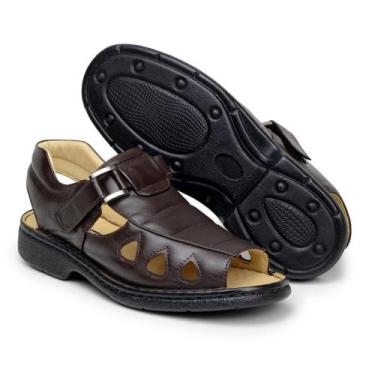 Imagem de Sandália Ortopédica Masculina Antistress Comfort Couro Café  - Gmin, 4