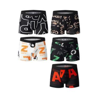 Imagem de Cuecas Boxer Masculinas plus Size Pretas Com Estampa Dourada, Pacote C