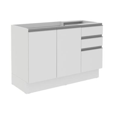 Imagem de Balcão de Pia Acordes Glamy 120cm MDF 3 Portas Branco Madesa