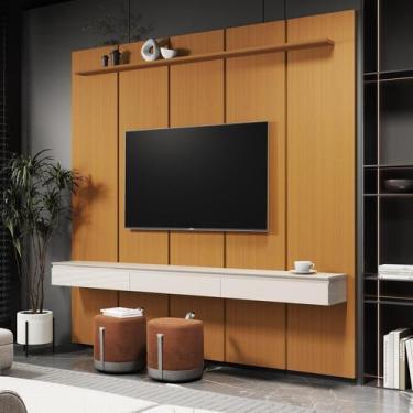 Imagem de Painel em MDF para Tv até 75 Polegadas 216cmx225cm com 3 Gavetas Eston