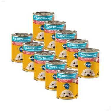 Imagem de Kit 10 Ração Sache Úmida Lata Pedigree Cães 280g Patê Sabor Sabor:Carn