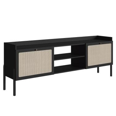 Imagem de Rack Para Sala Bancada De 65 Pol Pés Madeira Arlo Nero-preto - Mpozenato