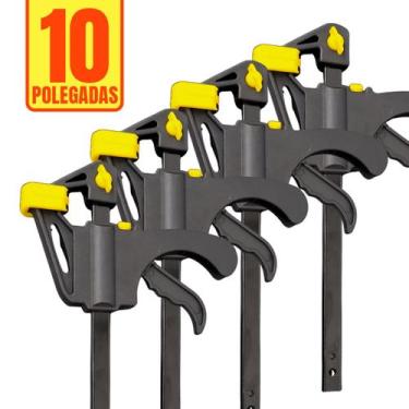 Imagem de Kit com 4 Grampo Sargento Marceneiro Aperto Rapido 10pol. Tipo F - Bom