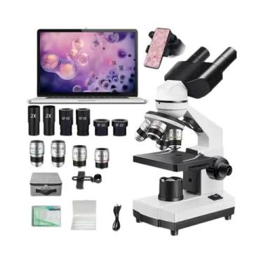 Imagem de Microscópio Binocular Adulto 40X-5000X Com Iluminação LED Para Laborat