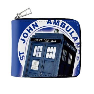 Imagem de Carteira, bolsa de moedas, couro, cabine telefônica Doctor Who, anime 