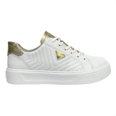 Imagem de Tênis Pegada Feminino Couro Plataforma 211220 Branco/Ouro-Feminino