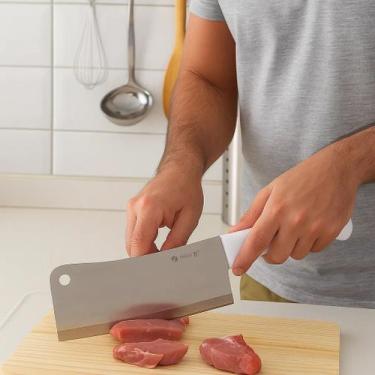 Imagem de Cutelo Inox Faca Cleaver Quebra Osso Desossa Carne Açougue Churrasco F