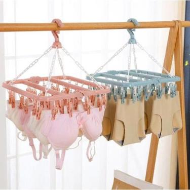 Imagem de Varal Roupa Intima Pendura Cueca Prendedores Gancho Calcinha Meia Seca