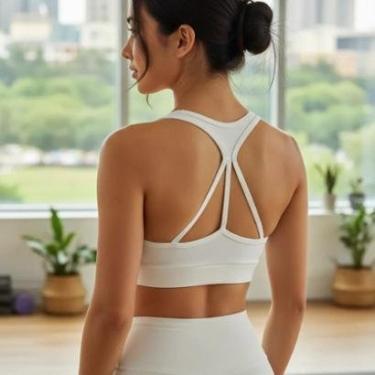Imagem de Top Costas Nadador OFFWHITE Feminino Yoga Pilates Academia Beach Tennis Feminino-Feminino