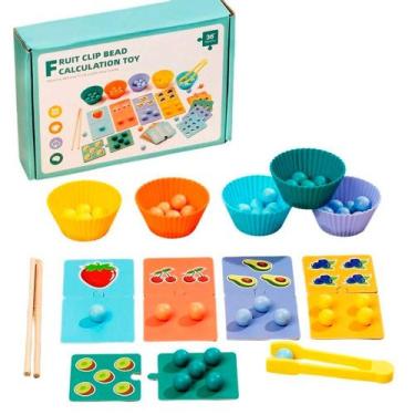 Imagem de Brinquedo De Cálculo Com Contas E Prendedor De Frutas Domni