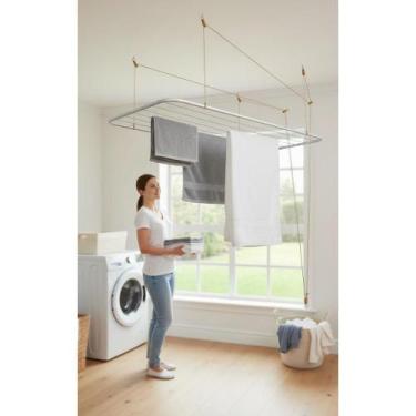 Imagem de Varal Teto Reforçado Aço Branco 1,20m - Ganhe Espaço! - Congratulation