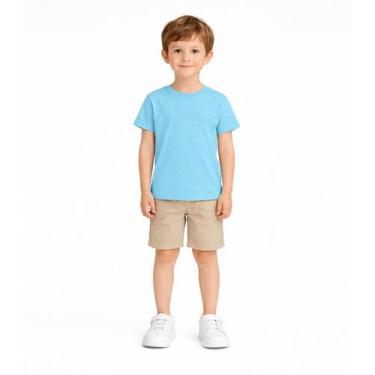 Imagem de Blusa Infantil Unissex Manga Curta Lisa Soletex Azul, 4, Azul