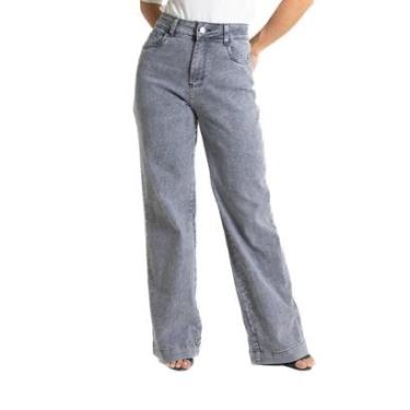 Imagem de Calça Jeans Sawary Wide Leg - 280247 - Cinza 46-Feminino