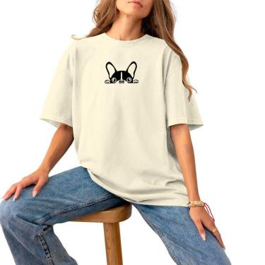 Imagem de Blusa Feminina Plus Size Estampada Basica Casual Premium Algodão T-Shirt Macia Confortável Cão Black-Feminino