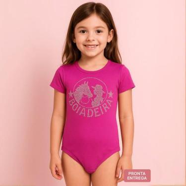 Imagem de Body Infantil Rosa Boiadeira com Brilho  Bore Country Infantil Tamanho
