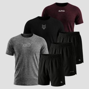 Imagem de Kit 6 Peças Dry 3 Camisetas e 3 Bermudas Alpha Co-Masculino