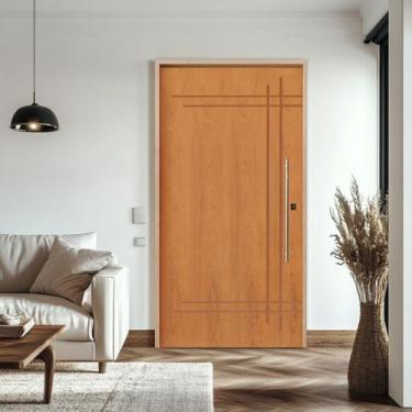 Imagem de Kit Porta de Madeira Pivotante 210x110cm Batente 14cm Fechadura 803 Ro