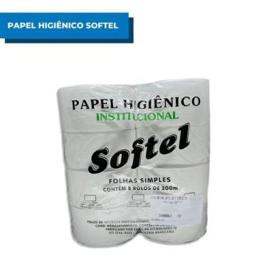 Imagem de Papel Higiênico 300m Folha Simples 100 Celulose Softel Com 8 Rolos
