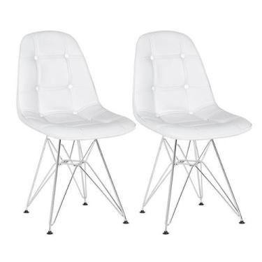 Imagem de Kit 2 cadeiras estofadas Charles Eames Eiffel Botonê com pés de metal 
