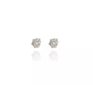 Imagem de Brinco Floratta Joias Pequeno Ponto de Luz Folheado em Ouro 18k com Zircônias 0,4CM Dou...
