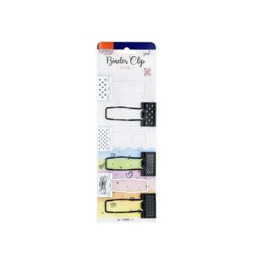 Imagem de Clips para Papel Binder BRW Suporte para Lápis Metal com Pintura EPÓXI 25MM Blister com 6 Unidades Preto e Branco