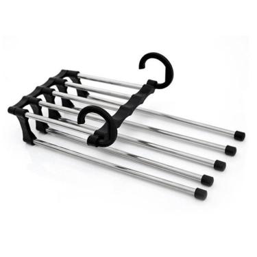 Imagem de Cabide Organizador Cabide Mágico Inox Retrátil 5 em 1 para Otimizar Espaço no guarda-ro...